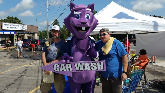 The Purple Squirrel at the Parkinson's Charity Car Wash