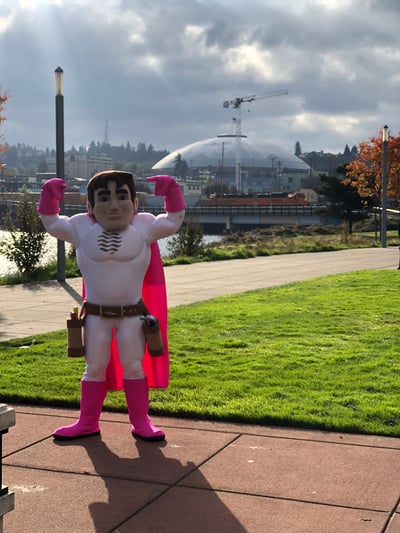 Captain Comfort at the Breast Cancer Awareness Walk 