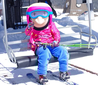 Loveland skier Mascot out on the slopes
