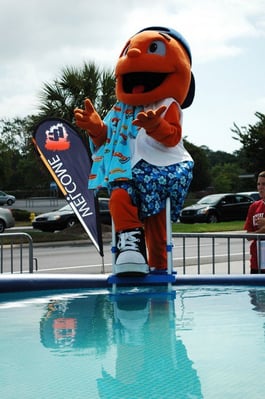 Boom Boom Mascot at the pool