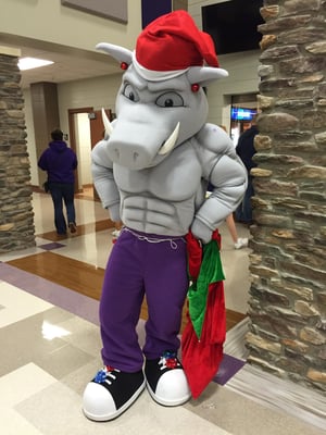 Walhalla High School Razorback Mascot at Christmas