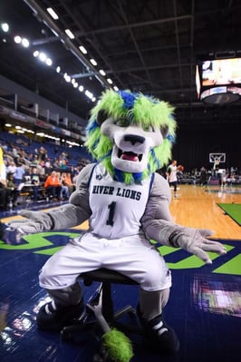Dunkin The River Lion Mascot at the game