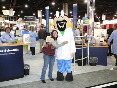 Dr. Seymour Blue Mascot at an Event