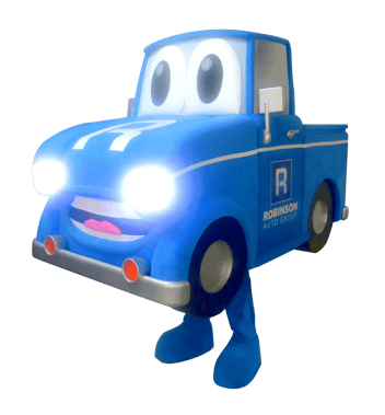 Robinson Auto Group, added headlights and car horn sounds to their truck mascot