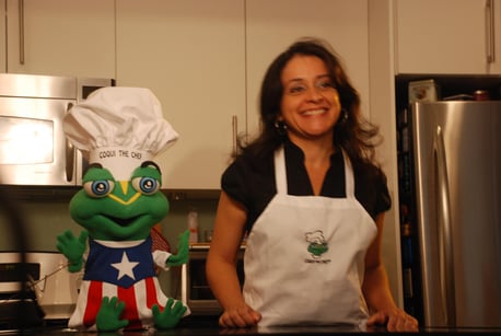 Coqui the Chef puppet and Tania 